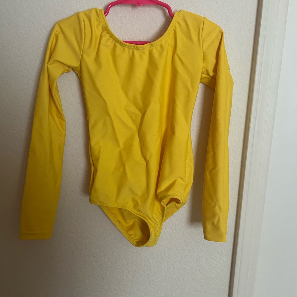Girls' Yellow Long-Sleeve Dance Leotard